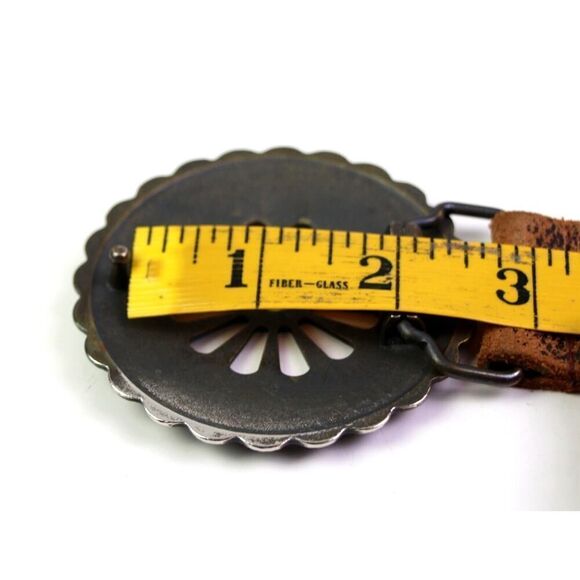 Aldo BROWN GENUINE LEATHER 1 3/8"Wd STUDDED DRESS CASUAL WOMEN'S BELT Sz L (C85 - Picture 10 of 11